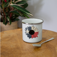 Load image into Gallery viewer, Texas Sunflower Adventure: Stainless Steel Camper Mug with Flag-Inspired Petals - white
