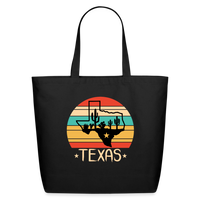 Load image into Gallery viewer, Texan Desert Journey: Eco-Friendly Tote Bag with Cactus and Texas Silhouette - black
