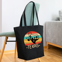 Load image into Gallery viewer, Texan Desert Journey: Eco-Friendly Tote Bag with Cactus and Texas Silhouette - black
