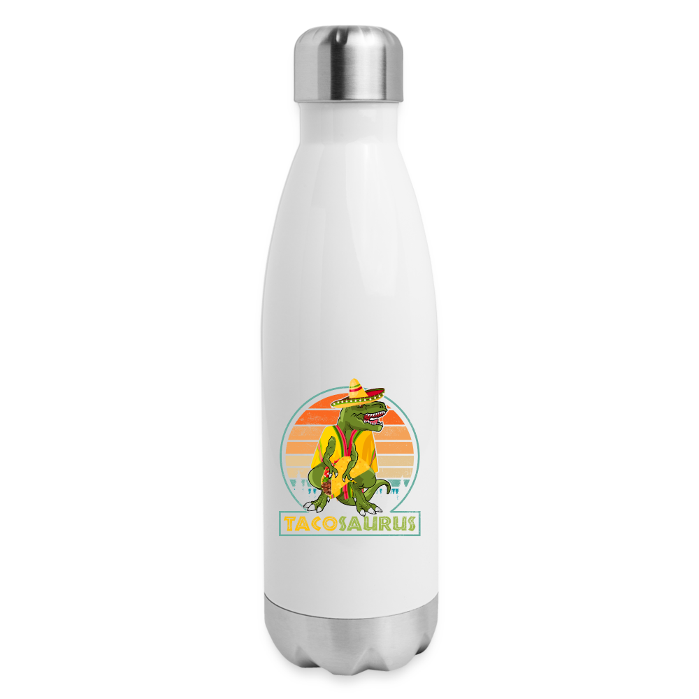 Tacosaurus T-Rex: Insulated Stainless Steel Water Bottle for Dino Taco Lover - white