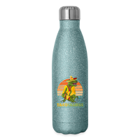 Load image into Gallery viewer, Tacosaurus T-Rex: Insulated Stainless Steel Water Bottle for Dino Taco Lover - turquoise glitter
