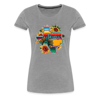 Load image into Gallery viewer, Texan Sunset Blooms: Women&#39;s Premium Vibrant Graphic T-Shirt - heather gray
