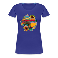 Load image into Gallery viewer, Texan Sunset Blooms: Women&#39;s Premium Vibrant Graphic T-Shirt - royal blue
