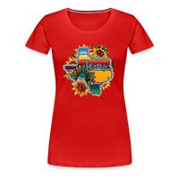 Load image into Gallery viewer, Texan Sunset Blooms: Women&#39;s Premium Vibrant Graphic T-Shirt - red
