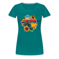 Load image into Gallery viewer, Texan Sunset Blooms: Women&#39;s Premium Vibrant Graphic T-Shirt - teal
