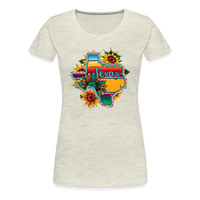 Load image into Gallery viewer, Texan Sunset Blooms: Women&#39;s Premium Vibrant Graphic T-Shirt - heather oatmeal
