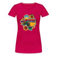 Load image into Gallery viewer, Texan Sunset Blooms: Women&#39;s Premium Vibrant Graphic T-Shirt - dark pink
