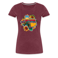 Load image into Gallery viewer, Texan Sunset Blooms: Women&#39;s Premium Vibrant Graphic T-Shirt - heather burgundy
