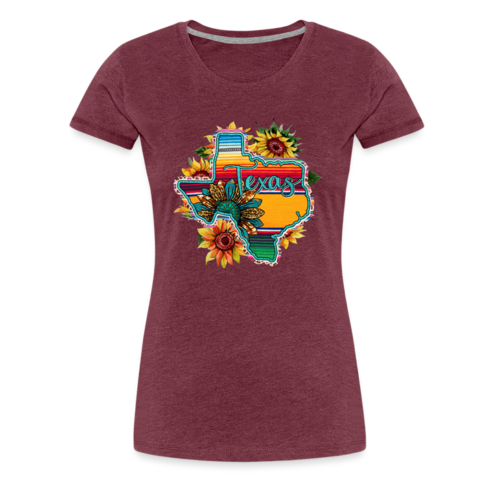 Texan Sunset Blooms T-Shirt - heather burgundy