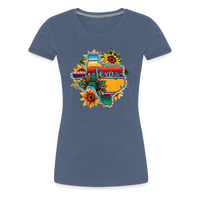 Load image into Gallery viewer, Texan Sunset Blooms: Women&#39;s Premium Vibrant Graphic T-Shirt - heather blue
