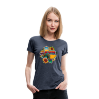 Load image into Gallery viewer, Texan Sunset Blooms: Women&#39;s Premium Vibrant Graphic T-Shirt - heather blue
