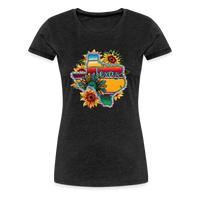 Load image into Gallery viewer, Texan Sunset Blooms: Women&#39;s Premium Vibrant Graphic T-Shirt - charcoal grey
