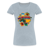 Load image into Gallery viewer, Texan Sunset Blooms: Women&#39;s Premium Vibrant Graphic T-Shirt - heather ice blue

