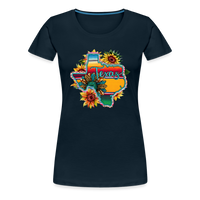 Load image into Gallery viewer, Texan Sunset Blooms: Women&#39;s Premium Vibrant Graphic T-Shirt - deep navy
