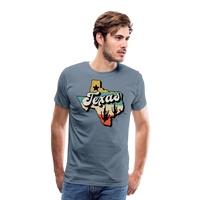 Load image into Gallery viewer, Retro Texan Vibes: Premium Cotton Shirt with Vintage Texas Logo - steel blue
