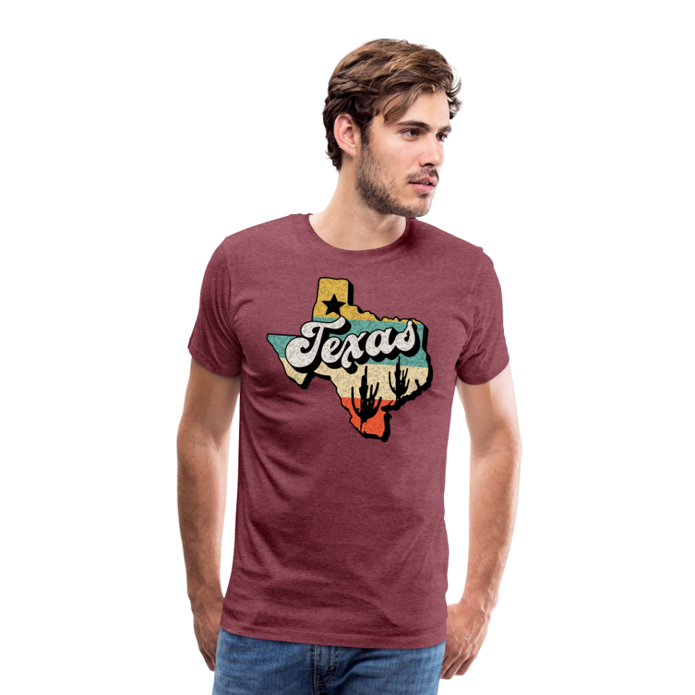 Retro Texan Vibes: Premium Cotton Shirt with Vintage Texas Logo - heather burgundy