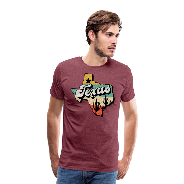 Retro Texan Vibes: Premium Cotton Shirt with Vintage Texas Logo - heather burgundy