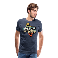 Load image into Gallery viewer, Retro Texan Vibes: Premium Cotton Shirt with Vintage Texas Logo - heather blue
