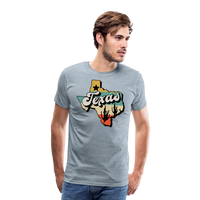 Load image into Gallery viewer, Retro Texan Vibes: Premium Cotton Shirt with Vintage Texas Logo - heather ice blue
