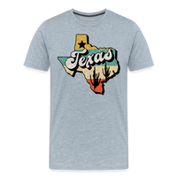 Load image into Gallery viewer, Retro Texan Vibes: Premium Cotton Shirt with Vintage Texas Logo - heather ice blue
