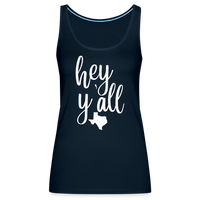 Load image into Gallery viewer, Texan Greetings: Women&#39;s Premium Cotton Tank Top with &#39;Hey Y&#39;all&#39; Slogan and Texas Silhouette - deep navy
