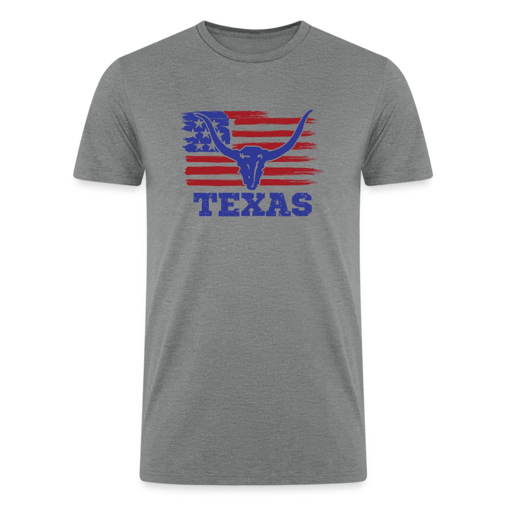 Texas Longhorn Legacy: Premium Tri-Blend Shirt with Iconic American Flag - heather gray