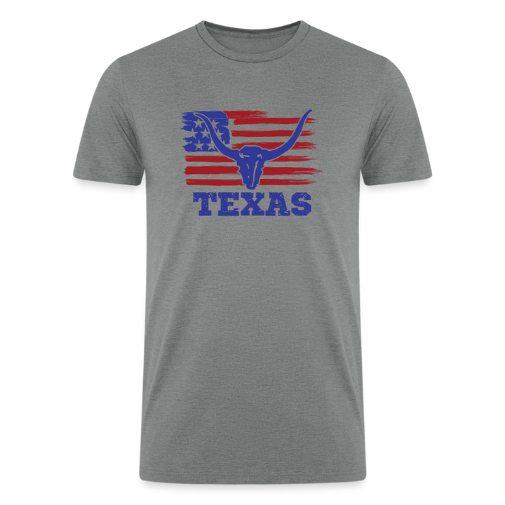 Texas Longhorn Legacy: Premium Tri-Blend Shirt with Iconic American Flag - heather gray