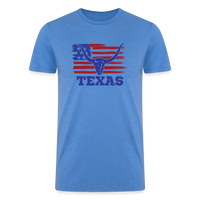 Load image into Gallery viewer, Texas Longhorn Legacy: Premium Tri-Blend Shirt with Iconic American Flag -  heather blue
