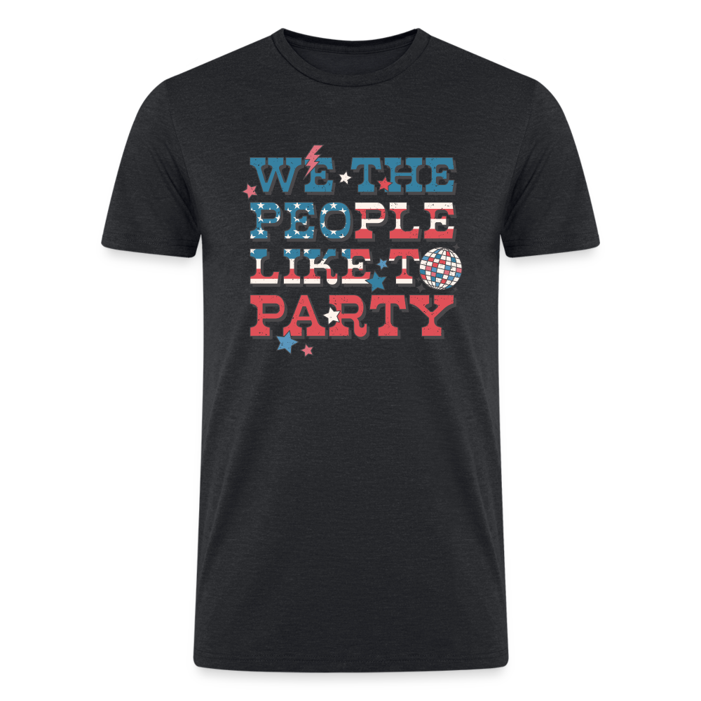 Patriotic Party Vibes: Tri-Blend Organic 4th of July Shirt with 'We the People Like to Party - heather black