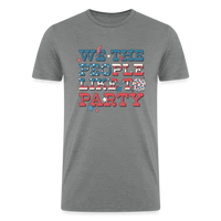 Load image into Gallery viewer, Patriotic Party Vibes: Tri-Blend Organic 4th of July Shirt with &#39;We the People Like to Party - heather gray
