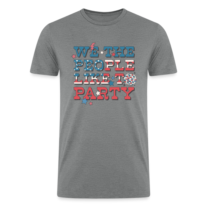 Patriotic Party Vibes: Tri-Blend Organic 4th of July Shirt with 'We the People Like to Party - heather gray