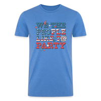 Load image into Gallery viewer, Patriotic Party Vibes: Tri-Blend Organic 4th of July Shirt with &#39;We the People Like to Party -  heather blue
