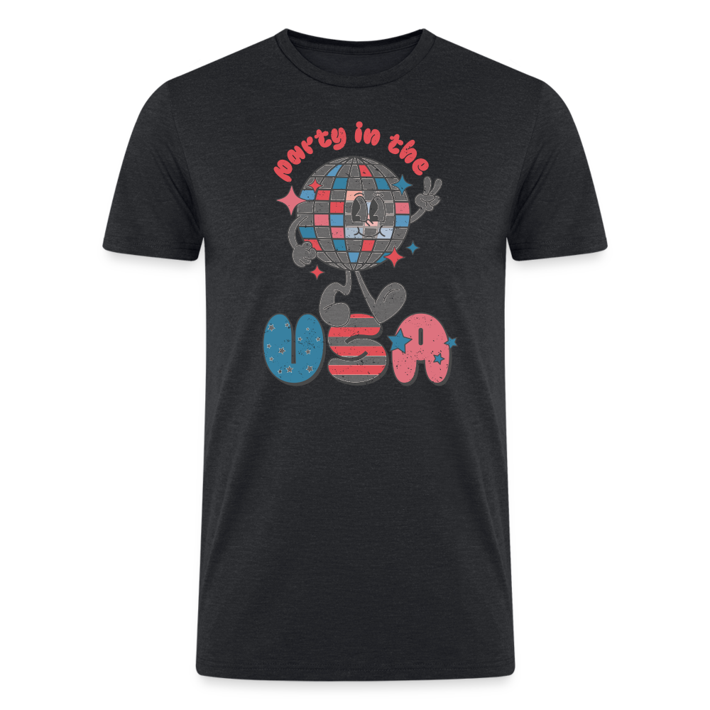 Dazzling 4th of July Disco: Tri-Blend Organic Shirt with 'Party in the USA - heather black