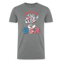 Load image into Gallery viewer, Dazzling 4th of July Disco: Tri-Blend Organic Shirt with &#39;Party in the USA - heather gray
