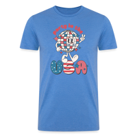 Load image into Gallery viewer, Dazzling 4th of July Disco: Tri-Blend Organic Shirt with &#39;Party in the USA -  heather blue
