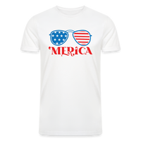 Load image into Gallery viewer, Patriotic Shades of &#39;Merica: Tri-Blend Organic Shirt with Flag-Inspired Sunglasses - white
