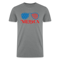 Load image into Gallery viewer, Patriotic Shades of &#39;Merica: Tri-Blend Organic Shirt with Flag-Inspired Sunglasses - heather gray
