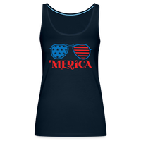 Load image into Gallery viewer, Patriotic Shades of &#39;Merica: Premium Women&#39;s Tank Top with Flag-Inspired Sunglasses - deep navy
