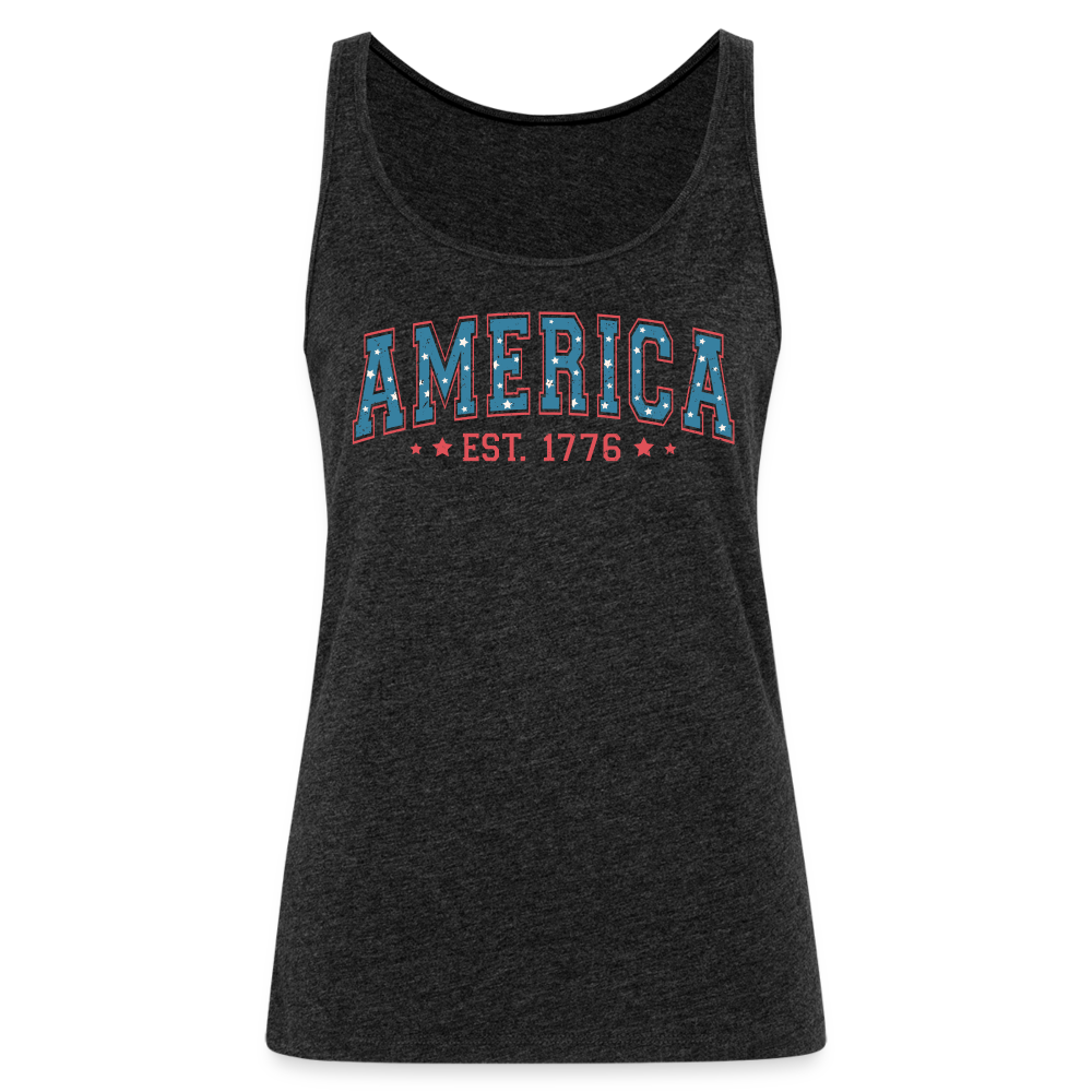 American Legacy: Premium Women's Tank Top with 'America EST. 1776' - charcoal grey