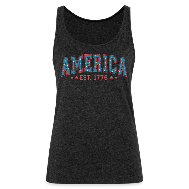 American Legacy: Premium Women's Tank Top with 'America EST. 1776' - charcoal grey