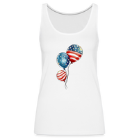 Load image into Gallery viewer, Watercolor Patriotism: Premium Women&#39;s Tank Top with American Flag Balloons - white
