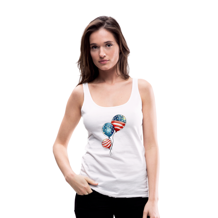 Watercolor Patriotism: Premium Women's Tank Top with American Flag Balloons - white