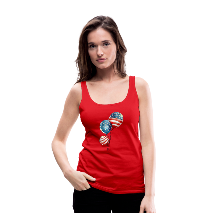 Watercolor Patriotism: Premium Women's Tank Top with American Flag Balloons - red