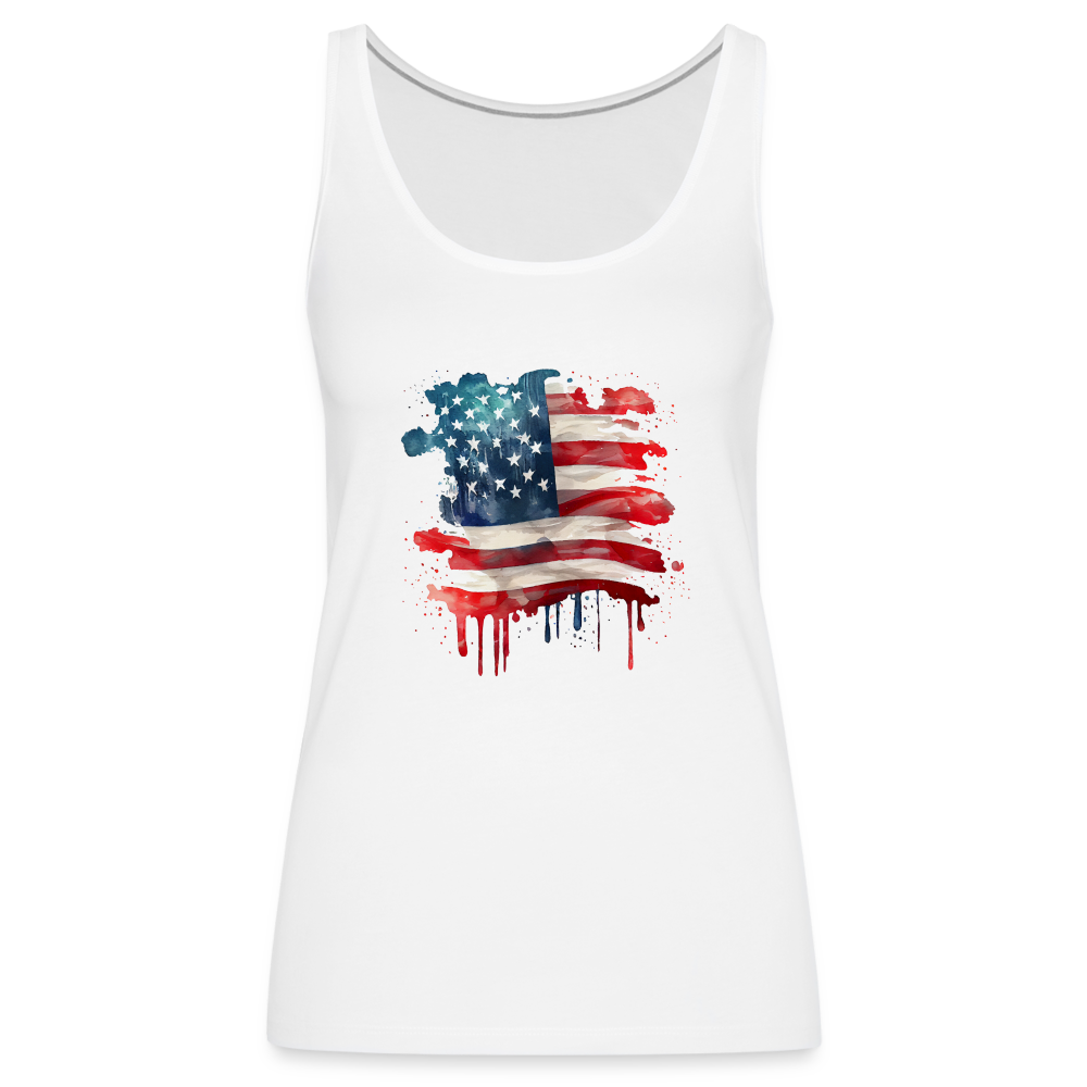 Artistic Glory: Premium Women's Tank Top with Watercolor American Flag - white