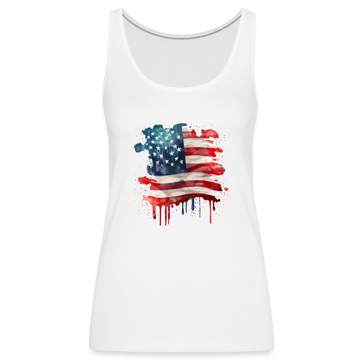 Artistic Glory: Premium Women's Tank Top with Watercolor American Flag - white