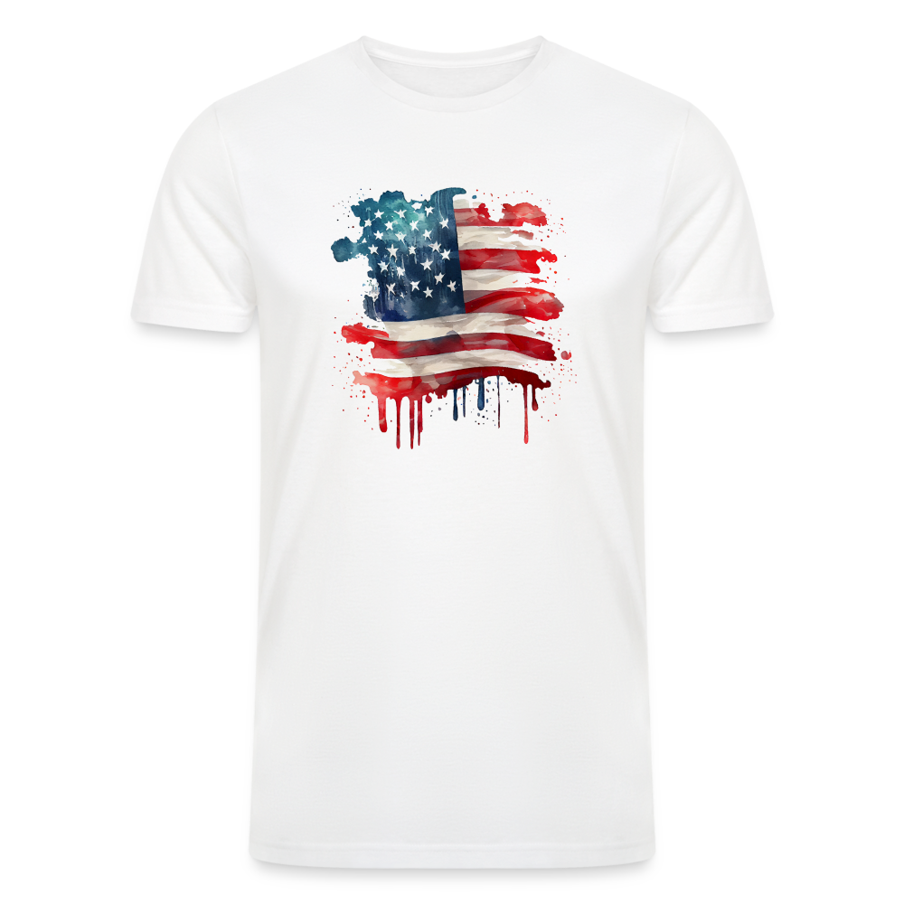 Watercolor Wonder: Men's Organic Tri-Blend Shirt with Artistic American Flag - white