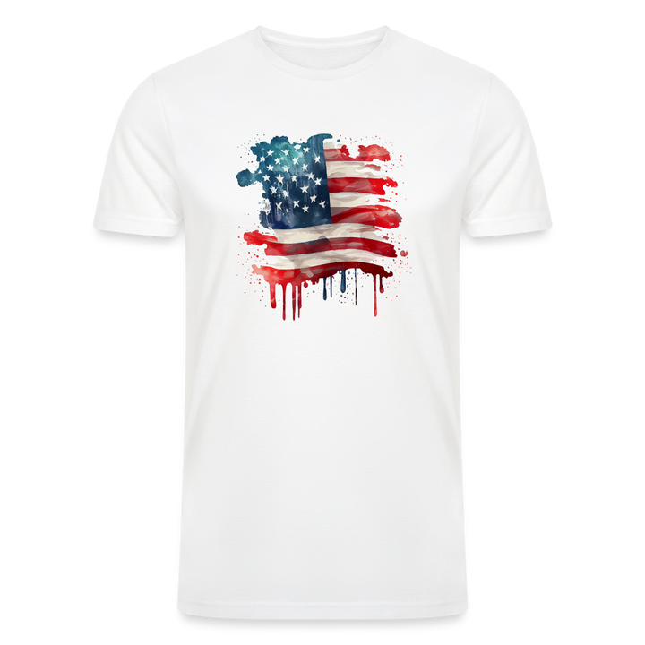 Watercolor Wonder: Men's Organic Tri-Blend Shirt with Artistic American Flag - white