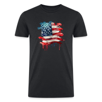Load image into Gallery viewer, Watercolor Wonder: Men&#39;s Organic Tri-Blend Shirt with Artistic American Flag - heather black
