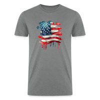Load image into Gallery viewer, Watercolor Wonder: Men&#39;s Organic Tri-Blend Shirt with Artistic American Flag - heather gray
