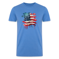 Load image into Gallery viewer, Watercolor Wonder: Men&#39;s Organic Tri-Blend Shirt with Artistic American Flag -  heather blue
